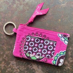 Vera Bradley “Cupcake Pink” (Retired 2009) Pattern Zip ID Pouch with Key Ring